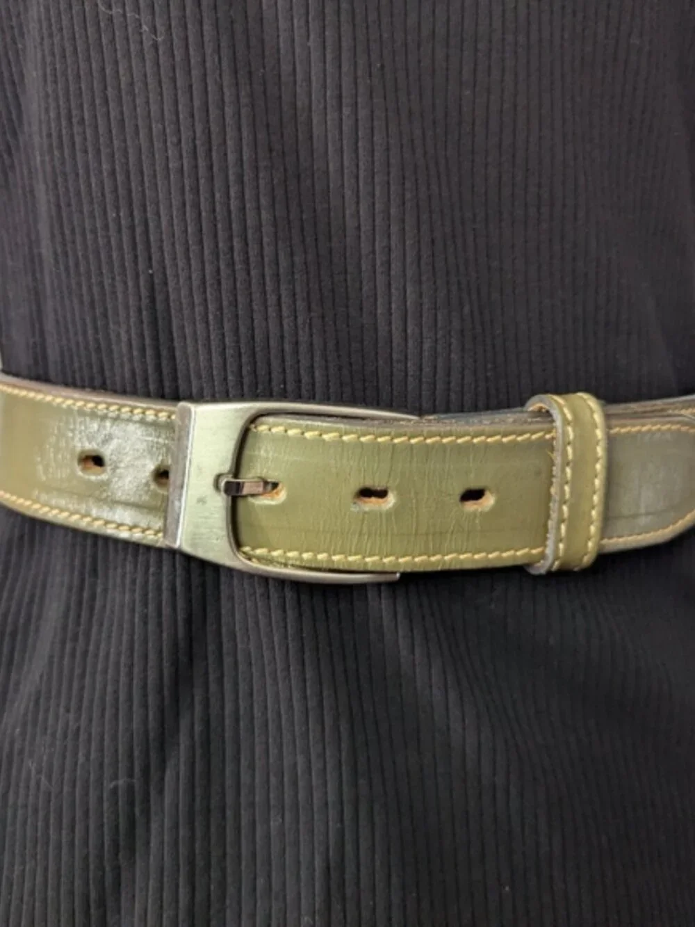 Brushy Creek Vintage green Leather curved Belt  36.5
